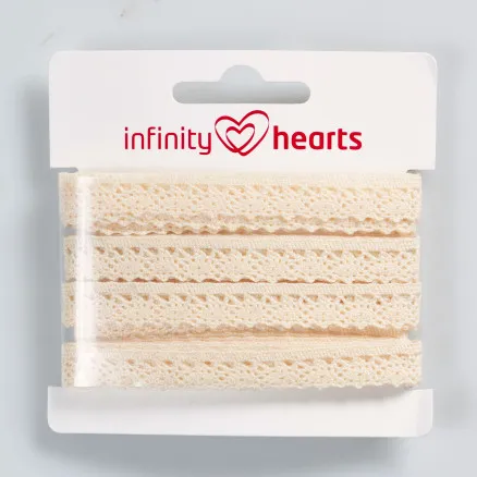 Infinity Hearts Fita de Renda Poliéster 11mm 2 Ecru - 5m