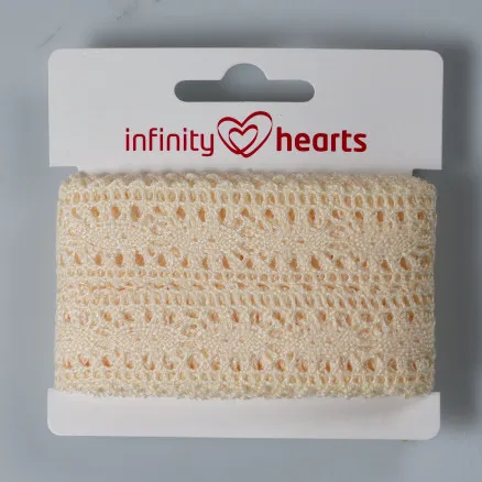 Infinity Hearts Fita de Renda Poliéster 25mm 2 Ecru - 5m