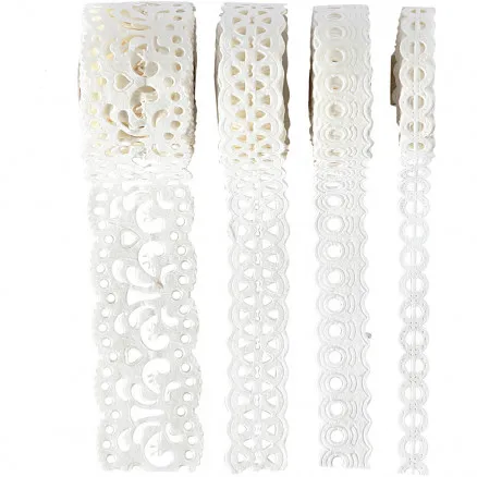 Borda de papel, branca, L: 8–23 mm, 2 m/ 4 unid.