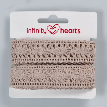 Infinity Hearts Fita de Renda Poliéster 25mm 3 Areia - 5m