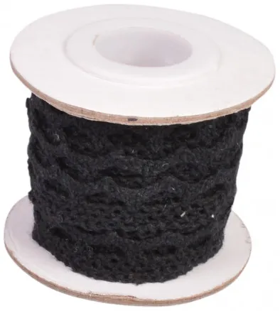 Infinity Hearts Renda/Fita de Renda Preta 12mm 2,5m