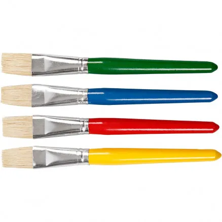 Pincéis infantis, planos, C: 19 cm, L: 20 mm, 4 unid./ 1 pct.