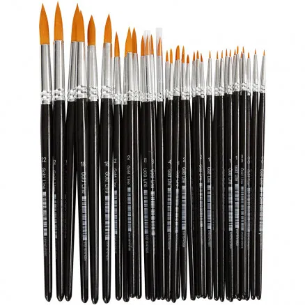 Pincéis Gold Line, C: 17-21,5 cm, L: 1-7 mm, redondo, 36 unid./ 1 pct.